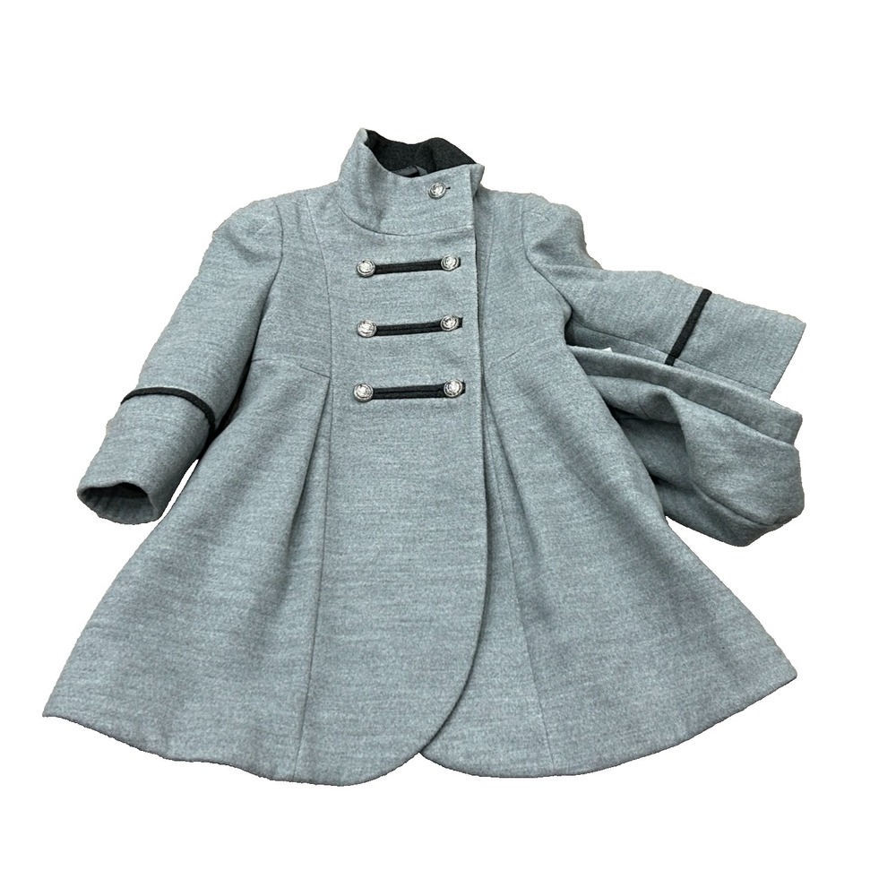 Rothschild Dress Coat &‎ Hat Girls 2T Gray Military Style Double Breasted Winter